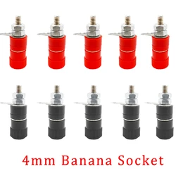 4mm Banana Female Jack Binding Post Adapter Nickel Plated Banana Plug Socket Nut Terminal Block Amplifier Connector Red Black