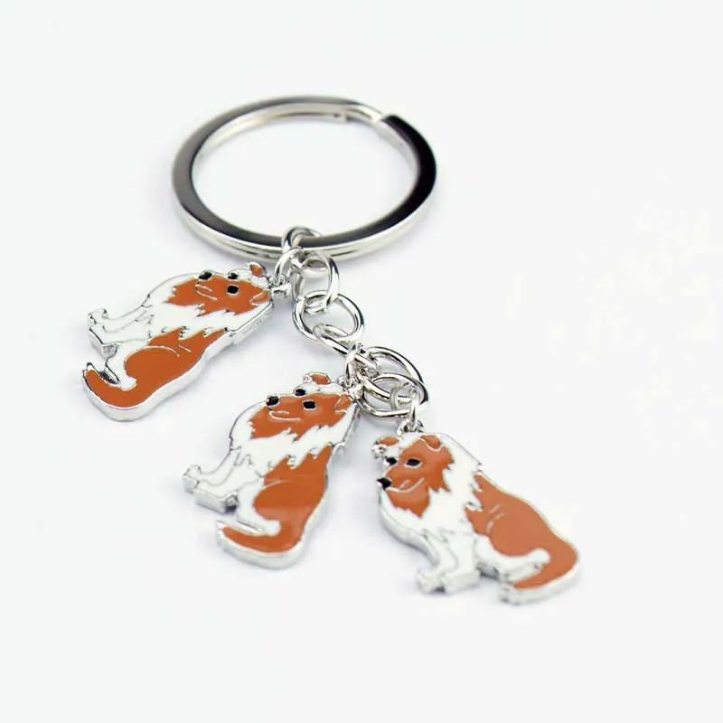 Fashion Animal Shetland Sheepdog dog Keychain Dog Pendant pet Enamel Keyring Women Bag Jewelry gifts