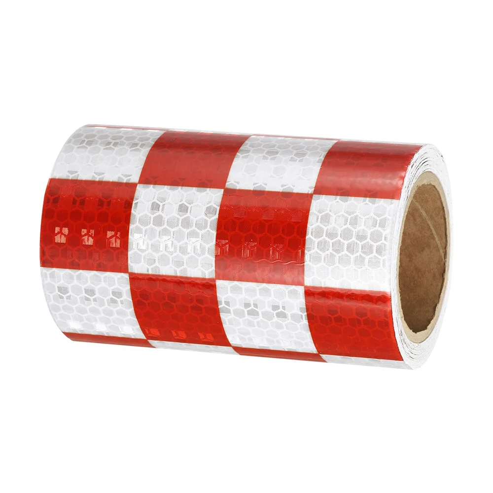 10CM*5M Grid Reflectors Tape Red White Reflective Stickers Waterproof Self-Adhesive Safety Warning Conspicuity Strips For Trucks