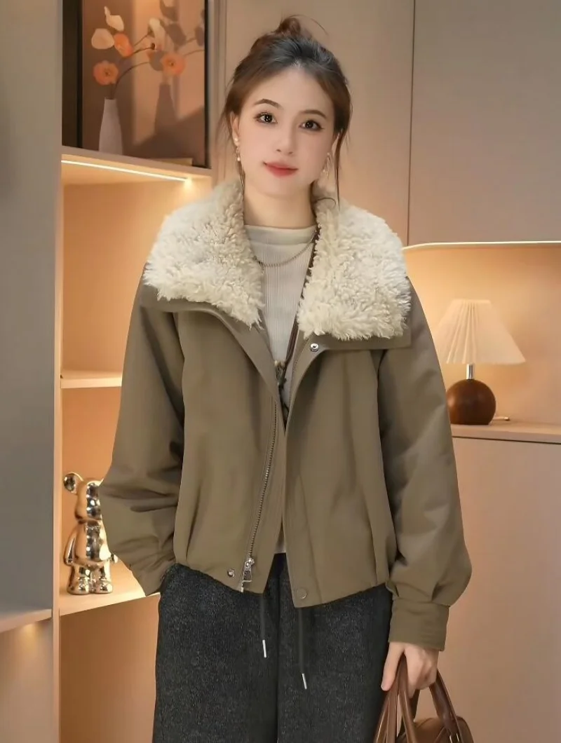 

Women Coats Streetwear Loose Casual New Retro Motorcycle Cotton Jacket Thick Warm Female Overcoat Autumn Winter