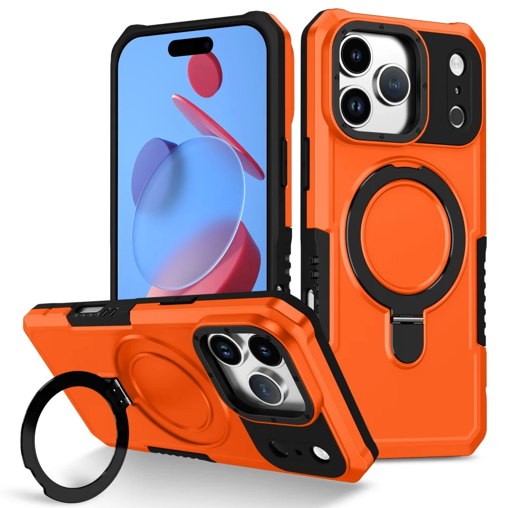 Luksusowe etui z pancerzowym wykończeniem i magnetycznym uchwytem MagSafe do iPhone'a 17 Pro Max 17 Air z pierścieniem, odporne na wstrząsy.