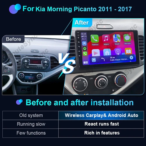 Imagen 2 del producto Android 16 para KIA PICANTO Morning 2011 2012 2013 2014 2015 2016 Carplay Auto Multimedia Radio de coche reproductor de navegación WIFI + 4G DSP