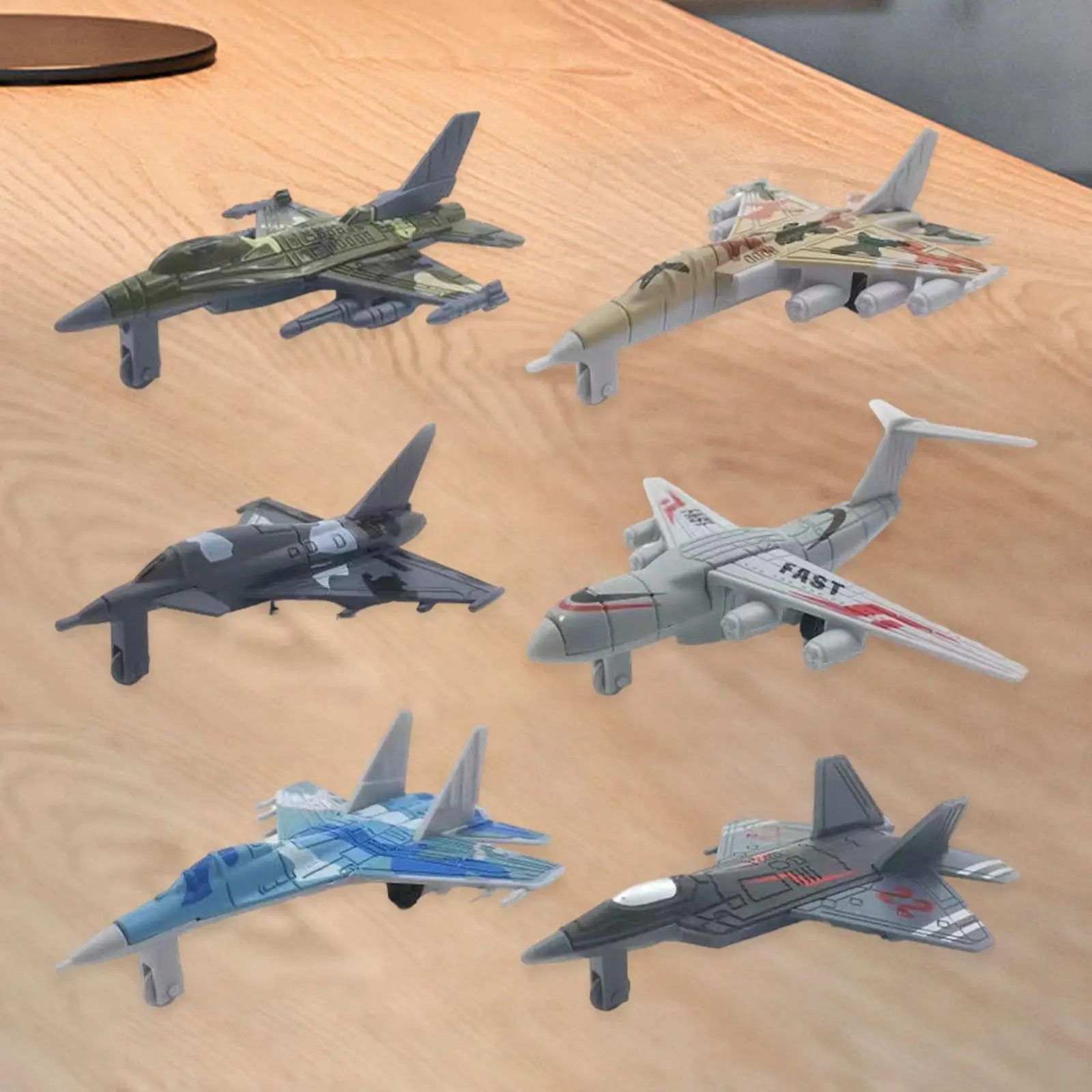 6Pcs Alloy Airplane Fighter Jet Simulation Children Toy for Office Desktop