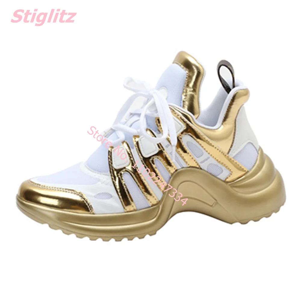 2024 New Women Sneakers Luxury Brand Design Lace Up Platform Fashion footwear Run Leather Mesh Breathable Vulcanized Shoes