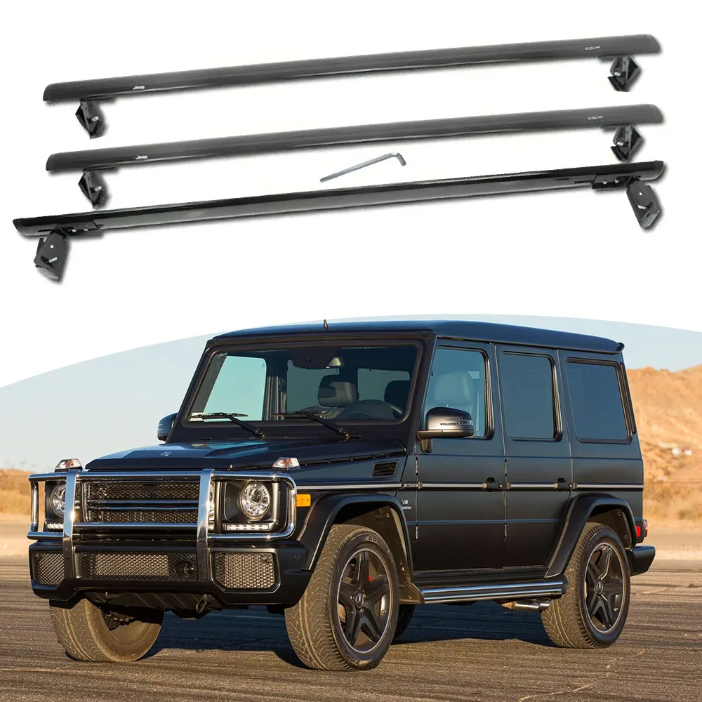 

3PCS Crossbar Fit for Mercedes-Benz G-Class W463 2001-2018 Cross Bar Hard Bare Roof Cargo Carrier Luggage Rail Black