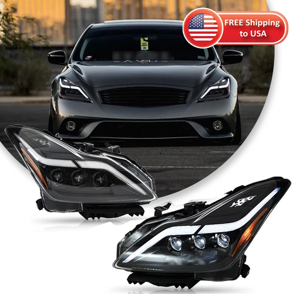 

Автомобильные фары TYPY для Infiniti G37, фары 2010-2015, светодиодные фары для проектора, дневные ходовые огни, автомобильные аксессуары