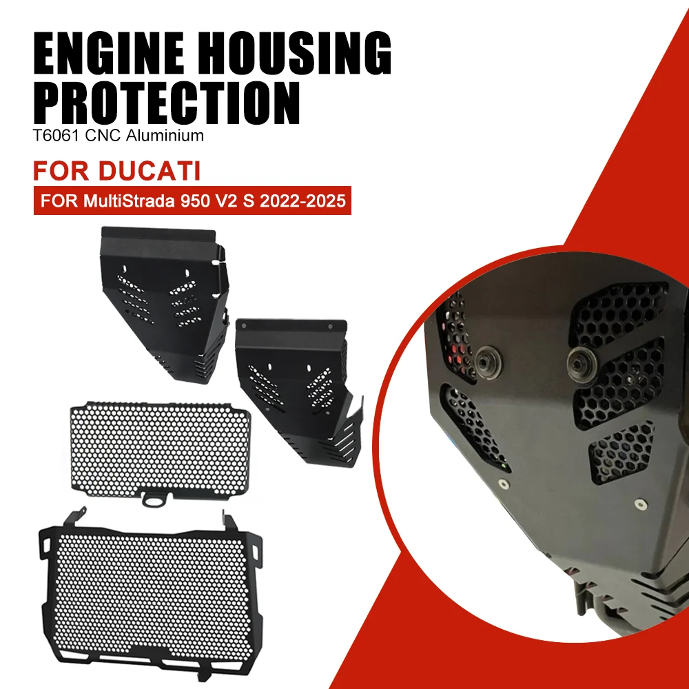 

Radiator Guard Oil Guard Set For Ducati MultiStrada 950 V2 S 950S 2022-2024-2025 Fairing Spoiler Cover Engine Housing Protection