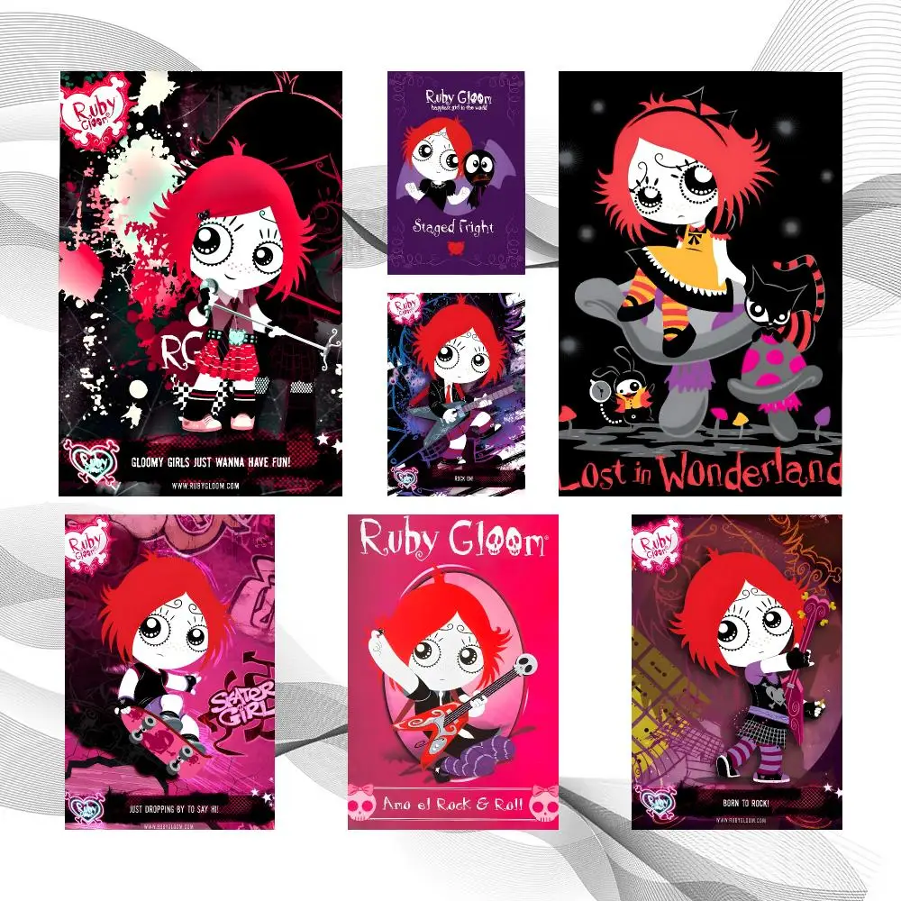 Cartoon Popular R-Ruby Gloom Poster Peel And Stick Wall Art Self Adhesive PP Waterproof Wall Decor Living Room Bedroom Gift