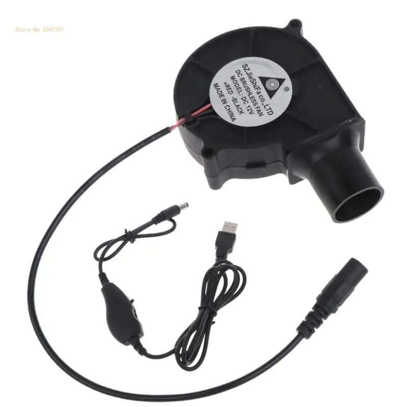 USB 5V2A 12V 5.5x2.1mm BBQ Cooking Stove Blower Fan 2500RPM Air Blower Barbecue Fan Outdoor Camping Cooking Fan Dropship