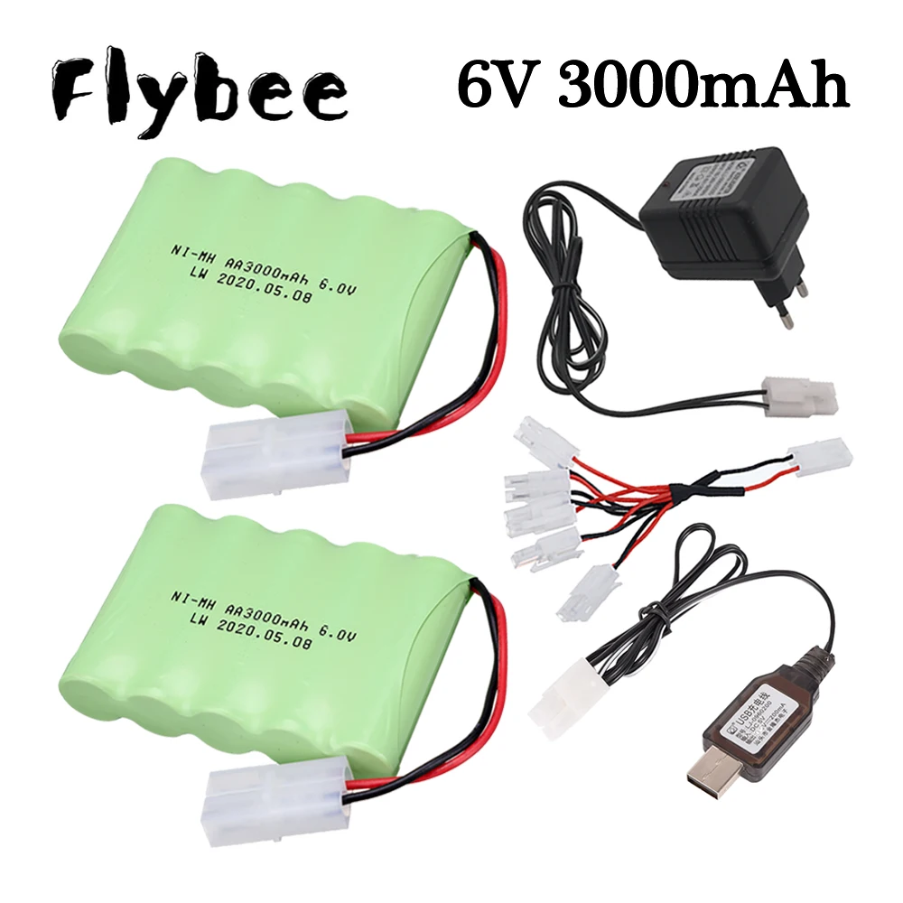 Ensembles de chargeur de batterie aste avec prise Tamiya, jouets RC, voitures, camion précieux, bateaux, AA, Ni-laissée, 6V, 3000mAh, mise à niveau