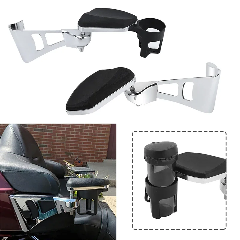 Motorcycle Accessories Cup Holder Adjustable Armrests Bottle Handlebar Drink For Harley Touring Electra Street Tri Glides 2024