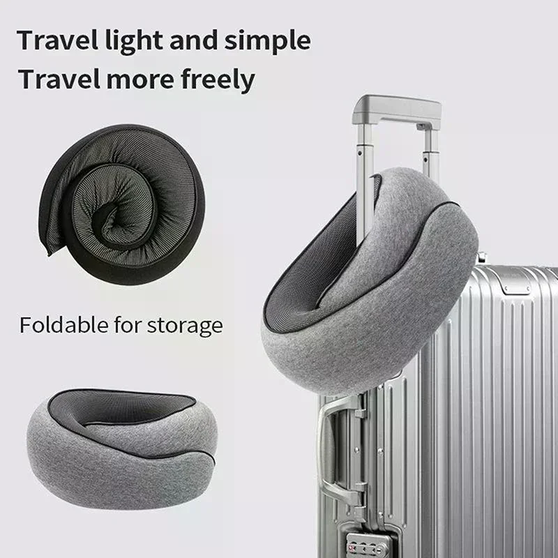 Travel Neck Pillow Memory Foam Neck Pillow For Comfort On Airplane Compact Ergonomic Design For Travel, Car Trip,Home Use Ideal