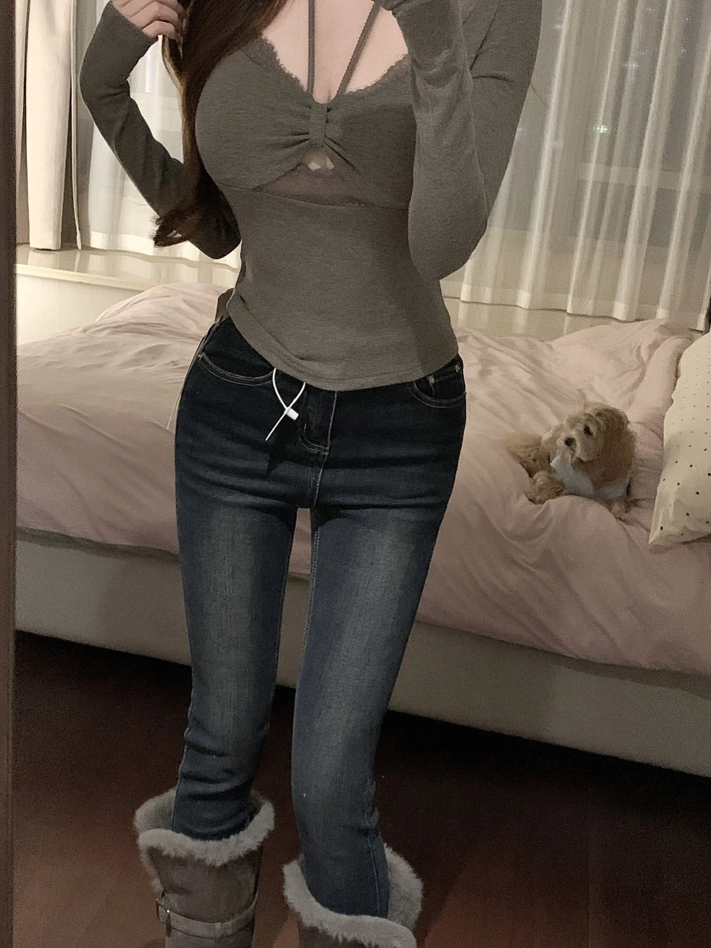 

Retro Deep Blue High Waist Denim Pants Women's Spring Elastic Slimming Ankle-Length Micro-Tight Jeans Cleanfit Sle