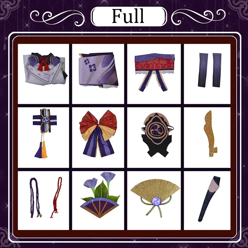 EE01 رايدن شوغون تأثيري لعبة جينشين تأثير تأثيري حلي بعلزبول موحدة رايدن شوغون شعر مستعار هالوين كرنفال كوستوم & 0Ww