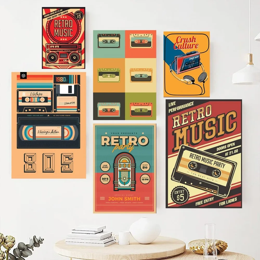 Vintage Cassette Tape Retro Poster Paintings on The Wall Picture for Living Room Interior Painting Room Decoration