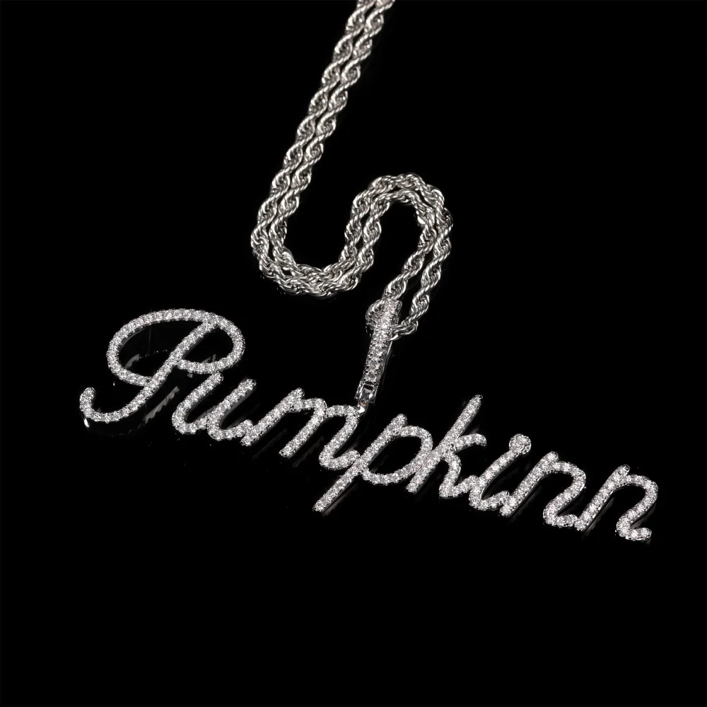 

Custom Slim Cursive Font Word Pendant For Women Personalized Exquisite Initial Letter Number Necklace Chain Luxury Jewelry Gift
