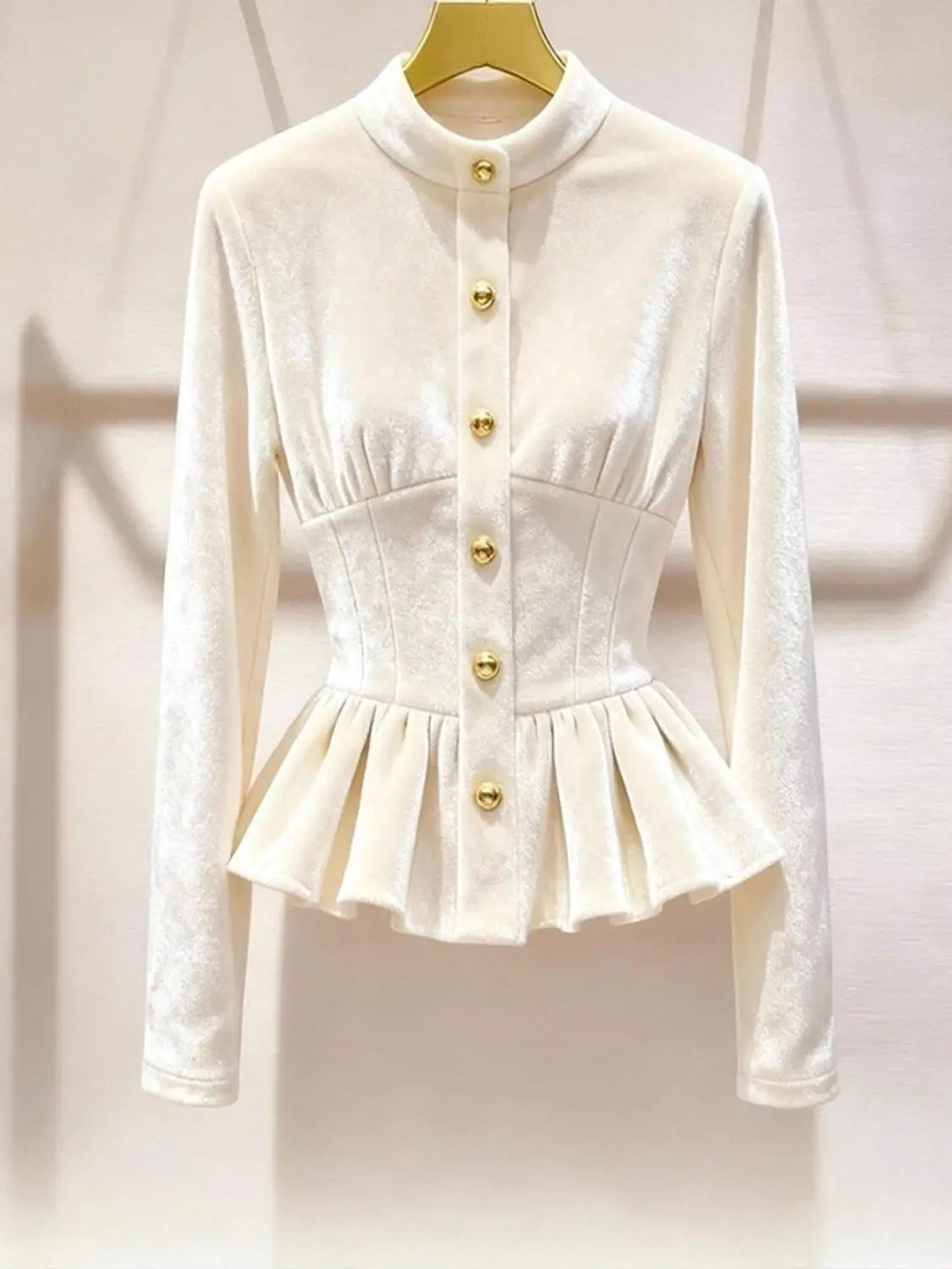 Shirts & Blouses Blusas Mujer De Moda French Style White Velvet Shirt Temperament Camisas Designer Luxury Trend
