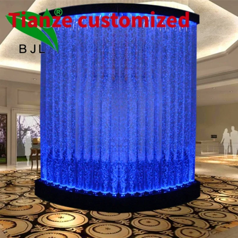 (Customized) indoor hotel led lounge furniture glowing water bubble aquarium wall