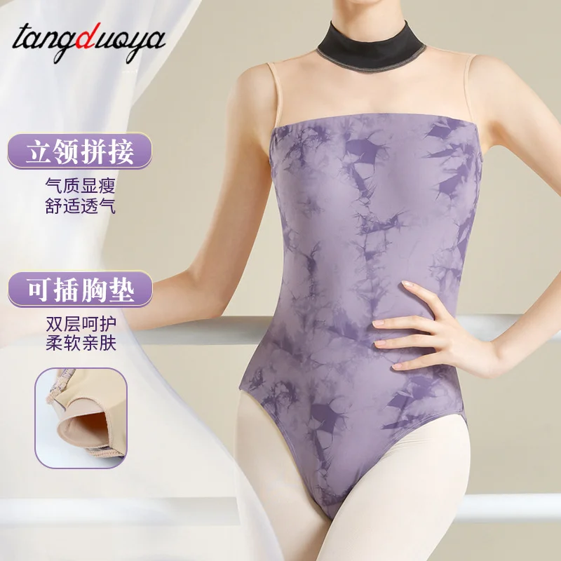 

Женские балетные трико с открытой спиной, водолазка без рукавов, купальник с чернильным принтом для взрослых и девочек, боди для танцев на скейтбординге, купальник