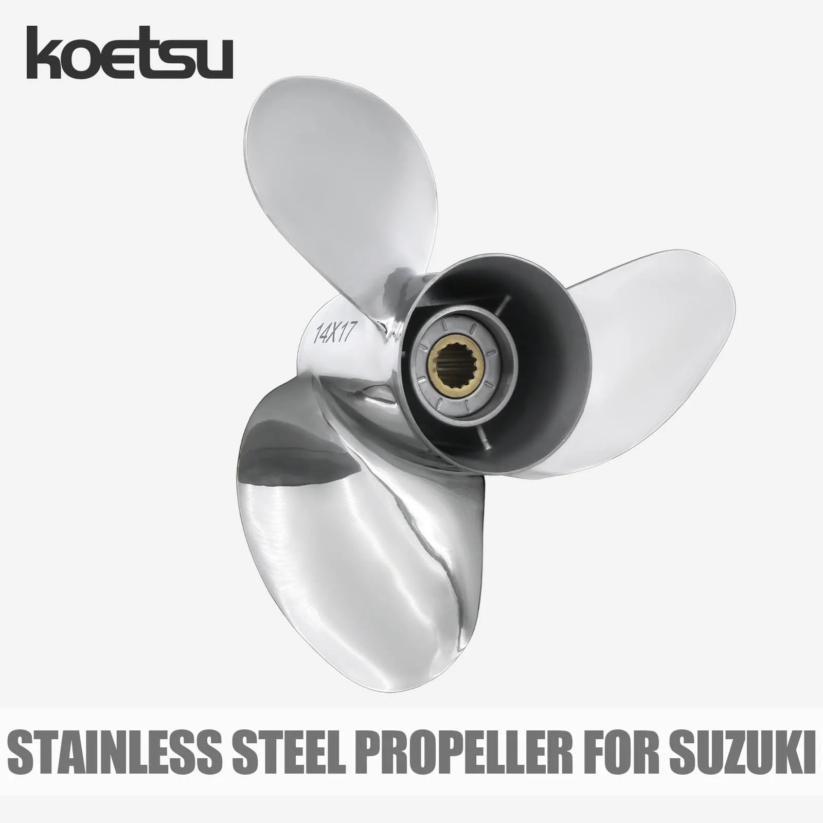 ใบพัดสแตนเลส KOETSU สำหรับเครื่องยนต์เรือยนต์นอกเรือซูซูกิ 4 จังหวะ 20 30 40 60 90 115 140 แรงม้า