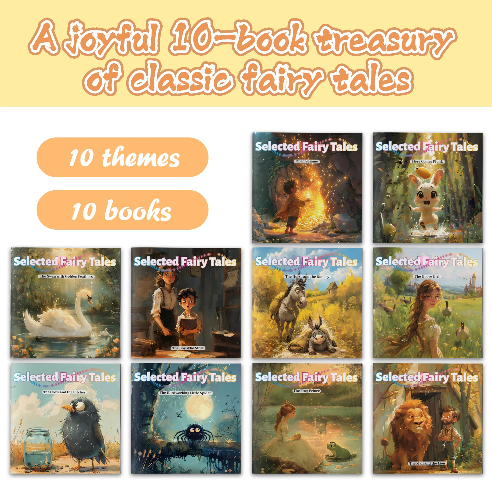 Children Fairy Tale Story Picture Book Series, Colorful Illustrated Storybooks, Homeschool Preschool Early Learning Book