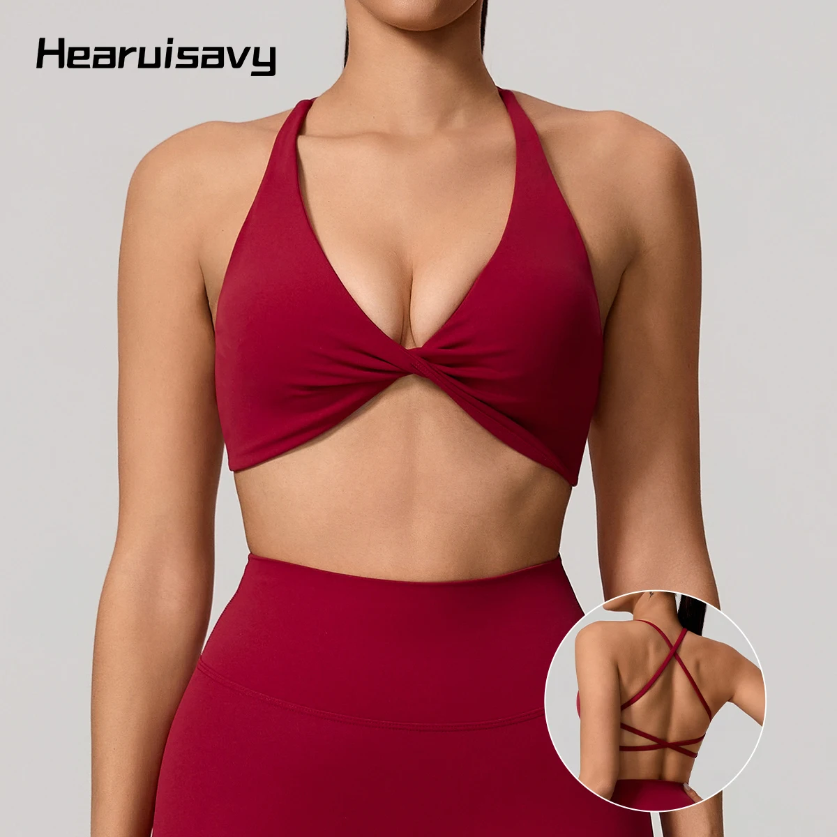 

Hearuisavy Sexy Gym Top Women Running Back Cross Yoga Bra Crease Sports Bra Breathable Push Up Underwear Fitness Workout Top