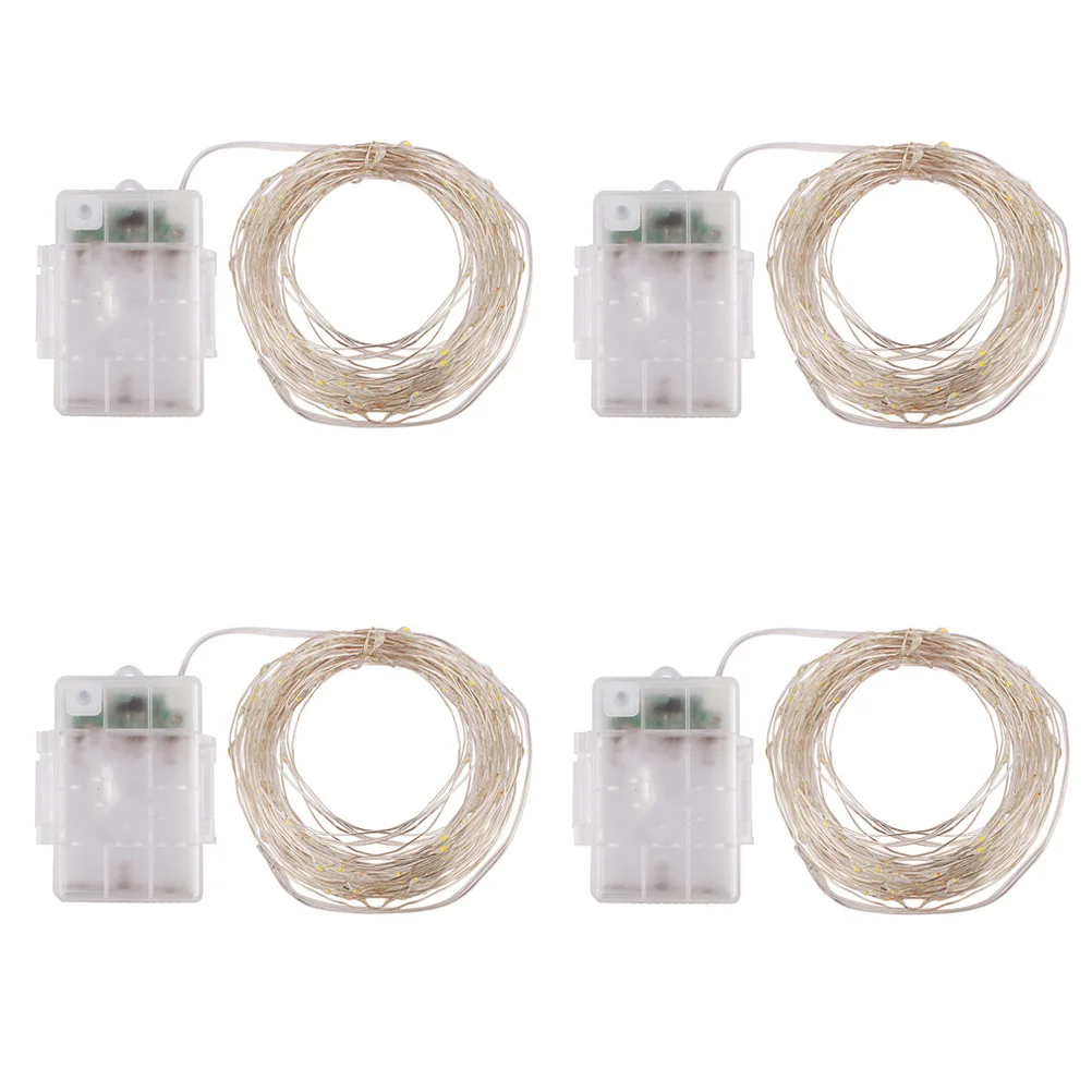 4 قطع من مصابيح LED الجنية التي تعمل بسلسلة أضواء زخرفية مرنة مقاومة للماء لمهرجان غرفة نوم حديقة عيد الميلاد #5