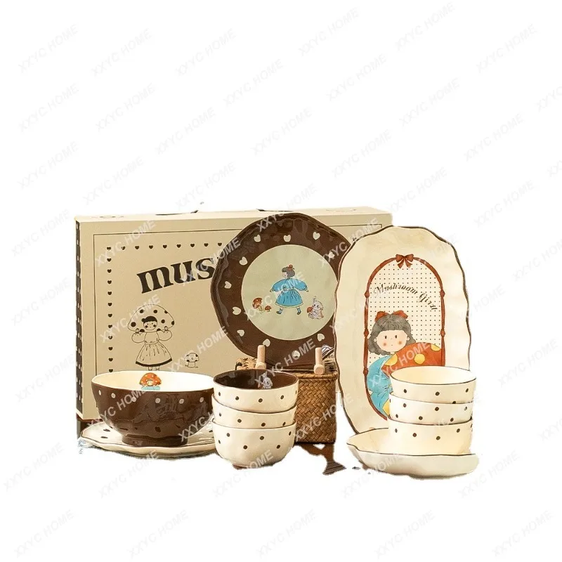 Cute Birthday Gift Wedding Gift for Newcomers Household Bowl Dishes Set