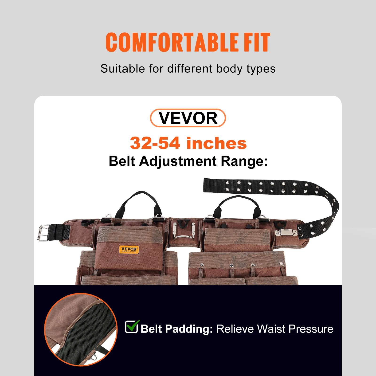 VEVOR 19 Pockets Multifunctional Tool Storage Bag Pouch Belt Electrician Toolkit Drill Waist Bag Wrench Screwdriver Tool Belt