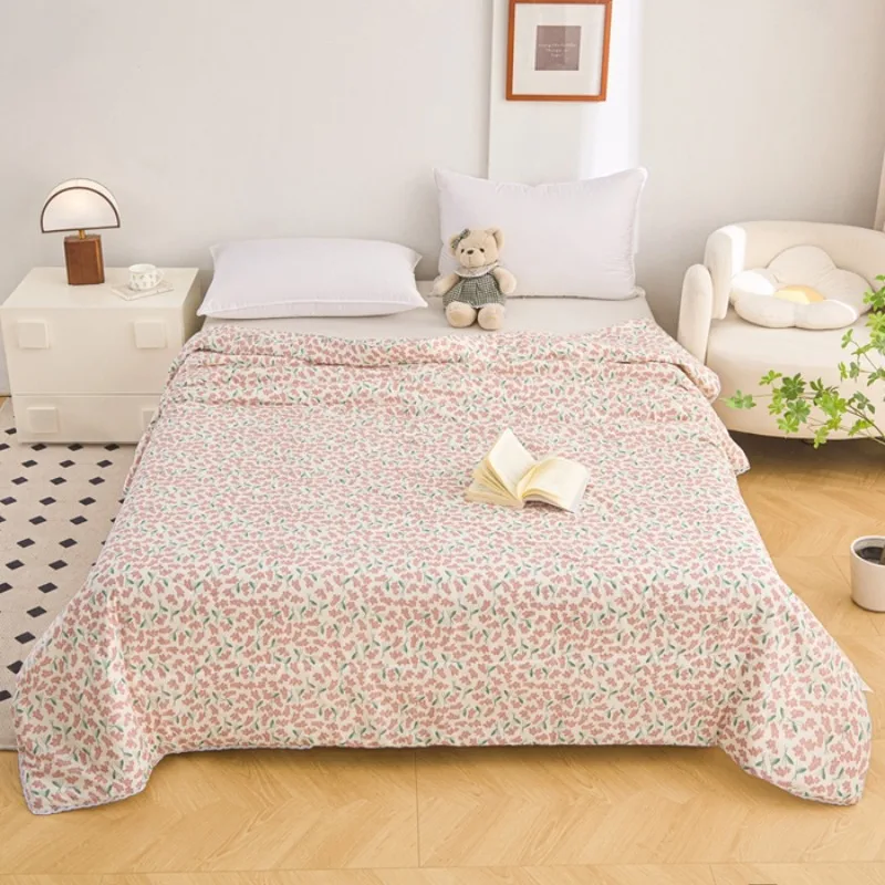 1pc Washable cotton summer quilt  skin friendly and breathable air conditioner  double sized summer soft and thin quilt
