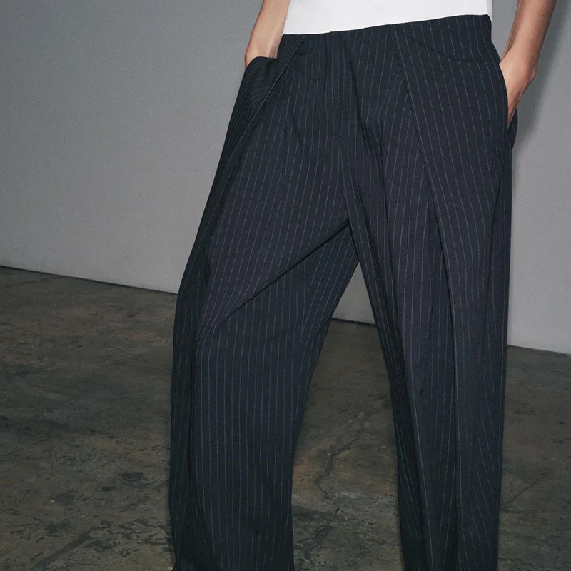 Sommer Neue Ankunft frauen Casual Faionable Breite Bein Hosen Gestreiften Lose Abnehmen Hosen Vielseitig Hohe Taille Lange Hosen