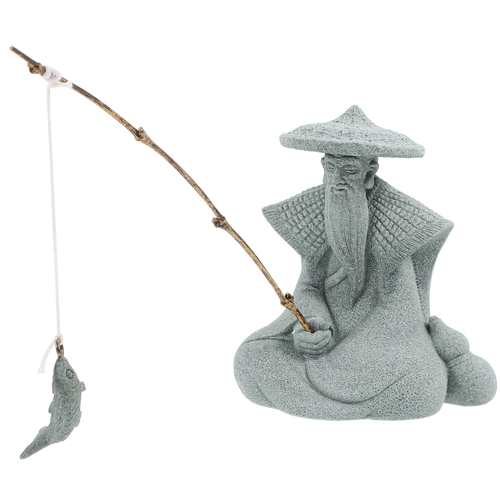 

Carp Fisherman Statue Bonsai Decorative Accessories Ornaments Japanese Decorations