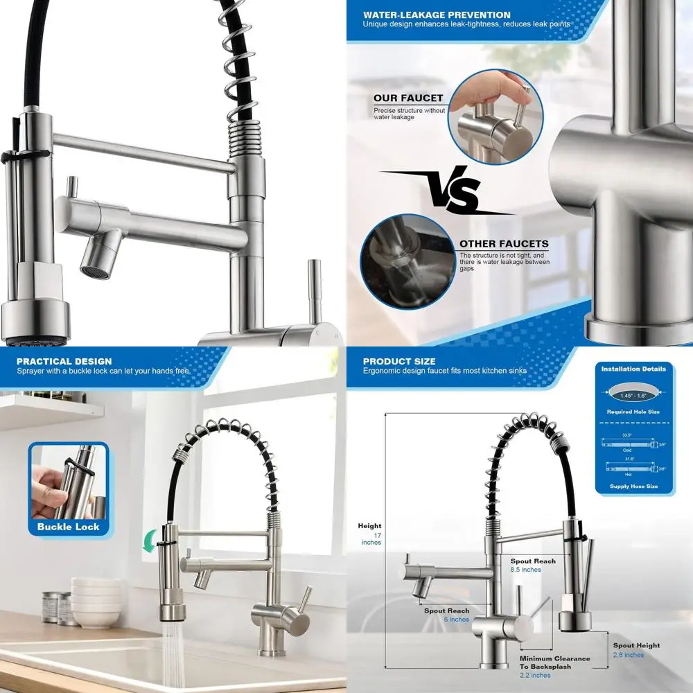 

Pull-Down Spray Single Handle Kitchen Faucet with Pot Filler in Brushed Nickel Stainless Steel