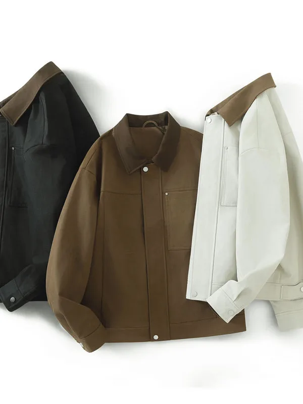 

American Barn Sle! Retro Casual Spring Autumn Men's Color Blo Commute Casual Collar Jaet Coat Polyester Fiber 00%