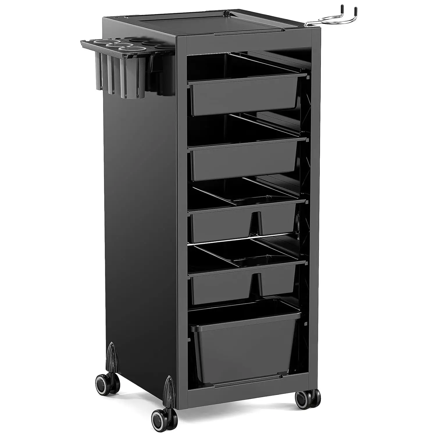 Salon Trolley Cart with 4 Drawers & 2 Baskets, Rolling Hair Cart Organizer for Stylist, Mobile Storage Station with Wheels