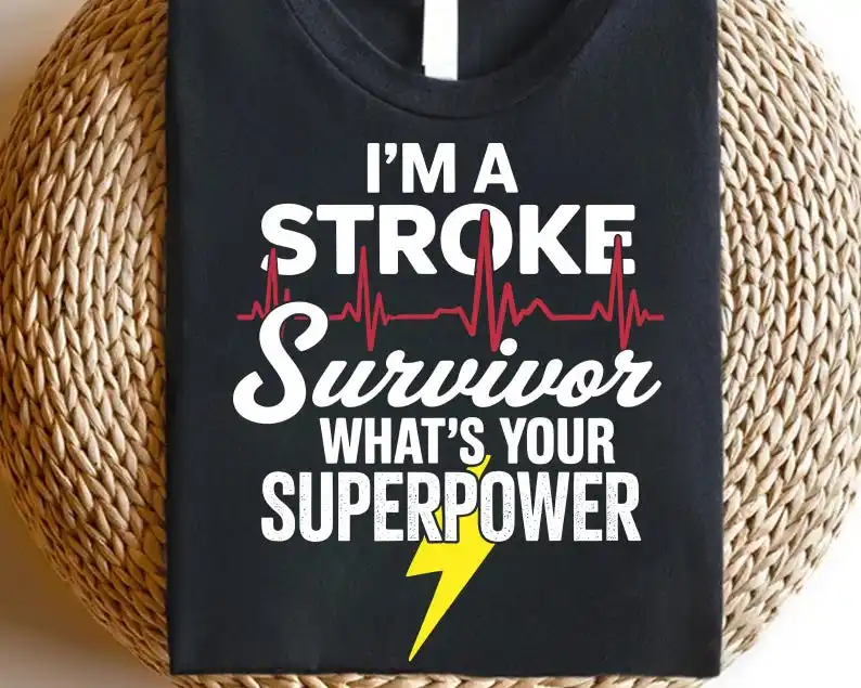Stroke Survivor Superpower Shirt: Heartbeat Lightning Design T-shirt Tee