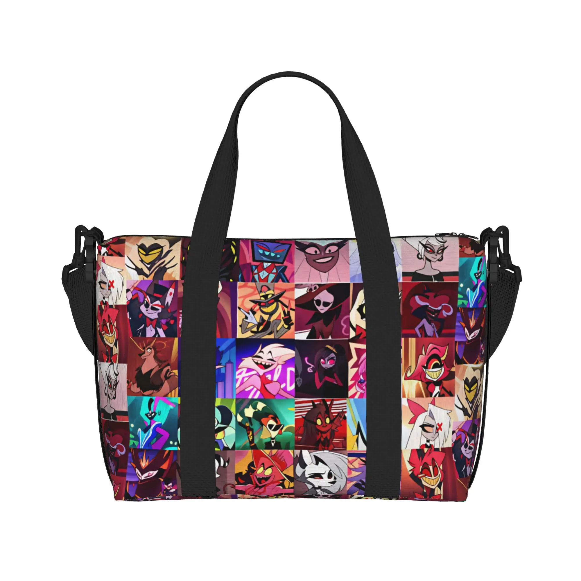 Custom H-Hazbin H-Hotels Charlie Morningstar Alastor Groceries Shopping Tote Bag Lucifer Vaggie Angel Dust Gym Beach Travel Bags