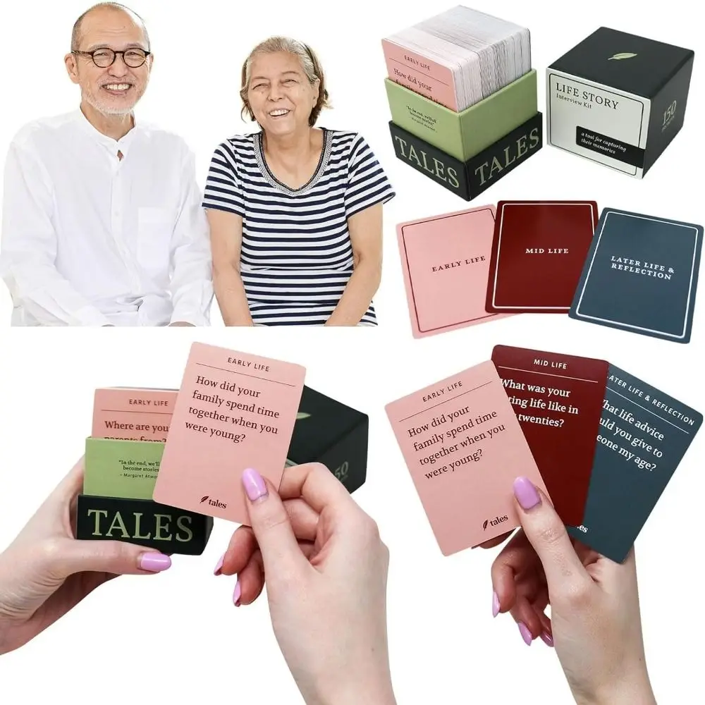 150 Life Story Interview Kit Cards Relationship Family Conversation Cards Get to Know Parents and Grandparents for Family Game