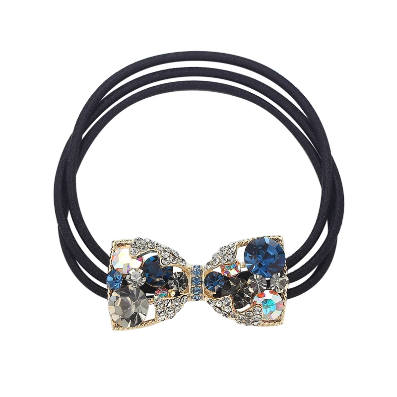 

CHIMERA Crystal Bow Hairband Stylish Three Layers Hair Tie Leather Band Women Girls Ponytail Holder Headdress Hair Rope