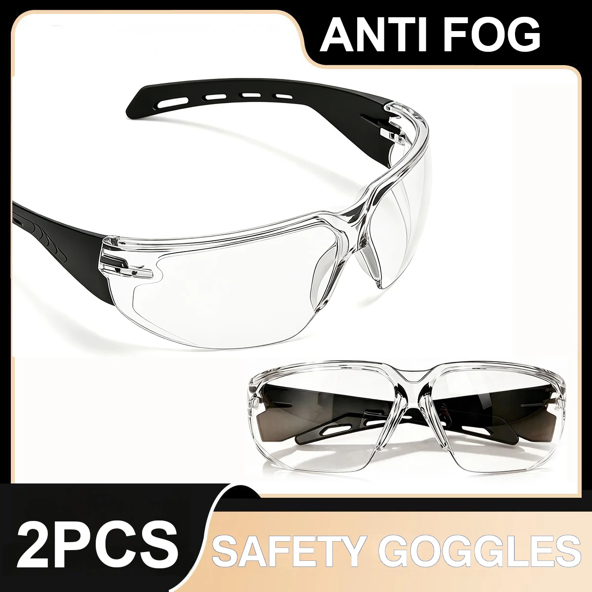 Clear Safety Goggles, Impact-resistant & Dust-proof Protective Glasses, Safety Glasses for Cycling, Lab & Workplace HM10