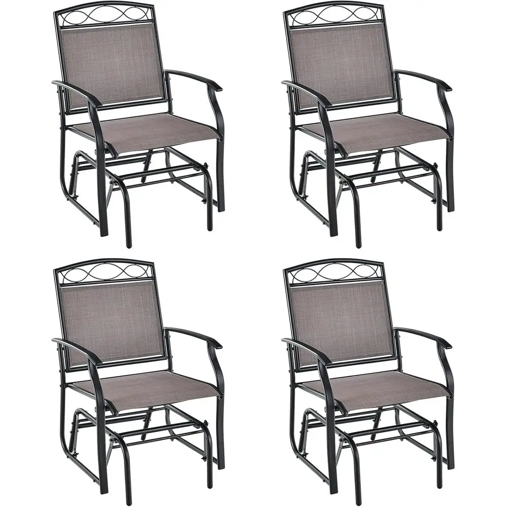 

4-Piece Metal Glider Set with Breathable Seats, Stable Arms for Outdoor Relaxation