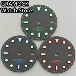 GRAMOCK 29mm Watch Dial Black Dial Red Blue Green Index Green Luminous Fit NH35 Movement Fit 3.0 Clock /3.8 Clock Crown