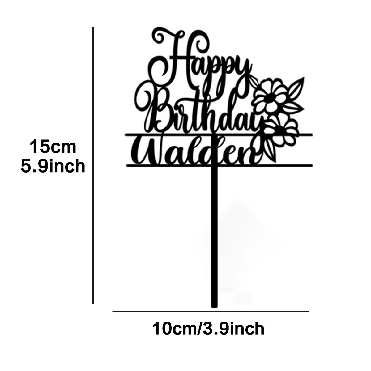 1PC New Happy Birthday to the beautiful flower Personalized Name Cake Sign Cake Ornaments Cake Supplies Gift for Bride Groom - view 3