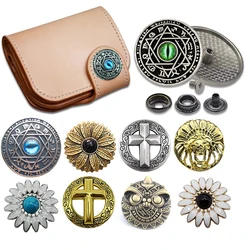 1 Set Button Metal Buttons Conchos Rivet Bead Decoration for Leathercraft Bag Snap Fastener Leather Sewing Accessories