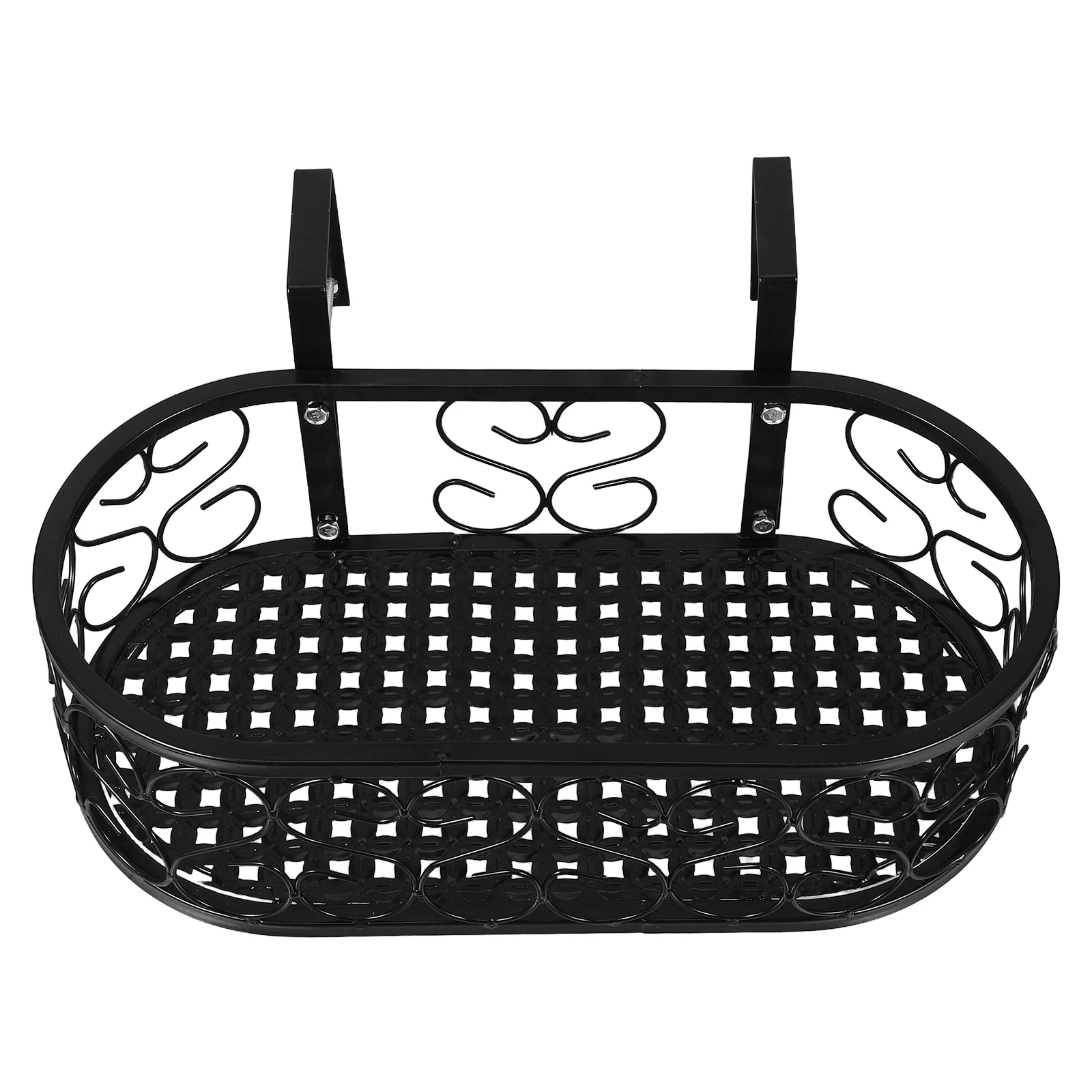 

1pc Balcony Flower Rack Railing Hanging Shelf Plant Stand Bracket Decor Outdoor Storage Display Metal Long Lasting