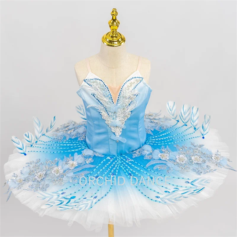 Professional Exquisite 12 Layers Custom Size Kids Girls Women Adult Stage Performance Wear Blue Bird Ballet Tutu Costumes