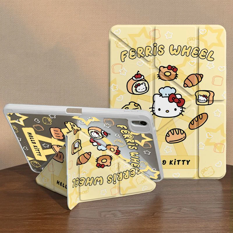 

Sanrio Hello Kitty Kuromi ipad Protective Case y+3 Fold 7/8 Generation 10.2 inch Acrylic Pro11 with Pen Slot Mini7 Bread 8.3