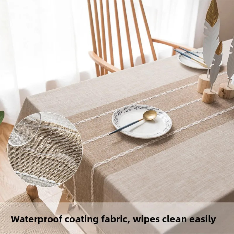 

Waterproof Tablecloth Modern Simplicity Polyester Fiber Cotton Linen like Coating Material Dining Table Cover Home Use