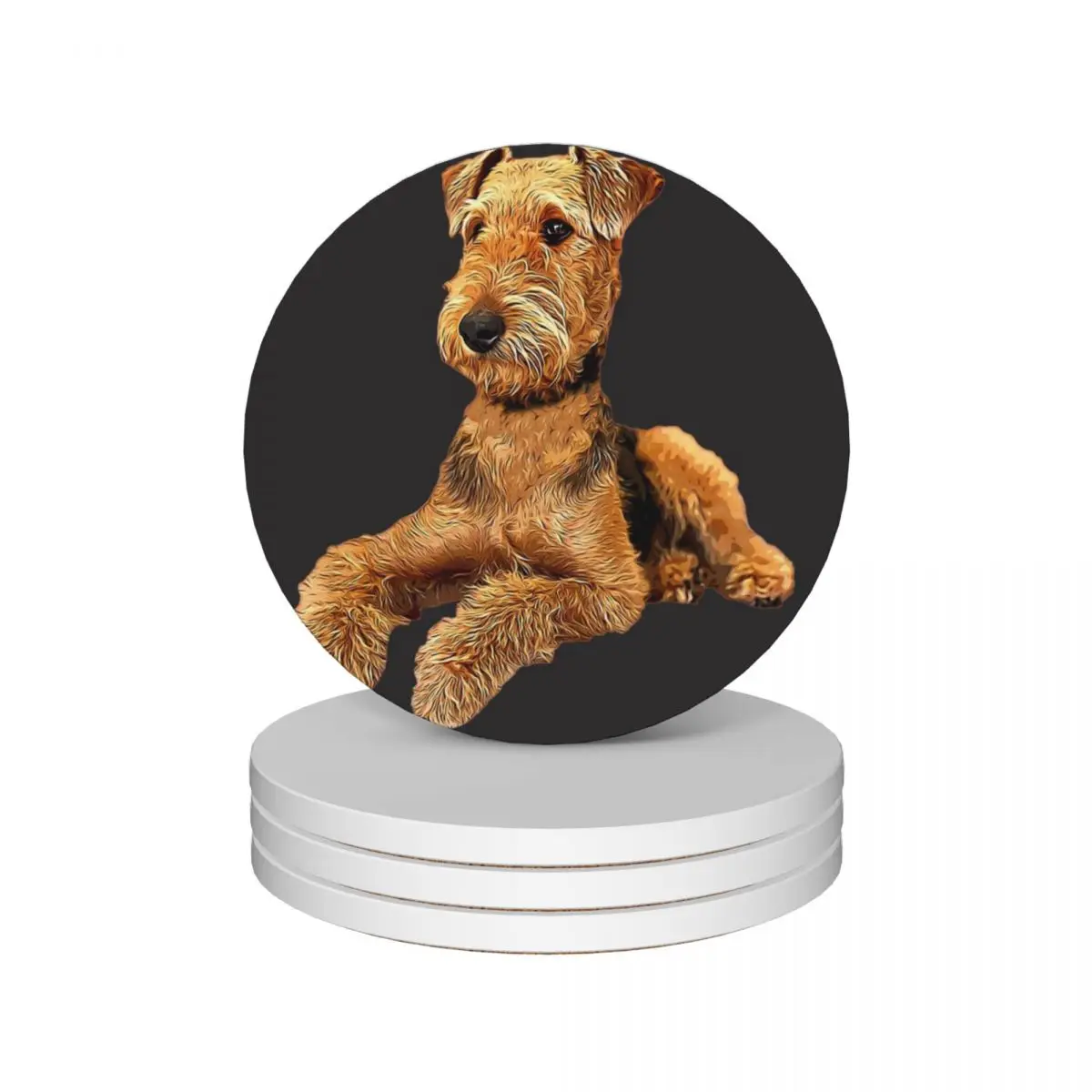 

Airedale Terrier Beautiful Dog Ceramic Coasters (Set of 4) for drinks set set cute ceramic set for cups Coasters