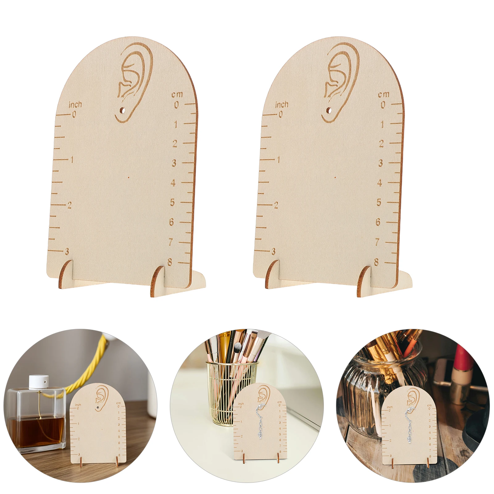 

4 Pcs Storage Earring Display Rack Rack Wooden Base Display Stand Jewelry Holder Arch Shape Compact Wood Organizer
